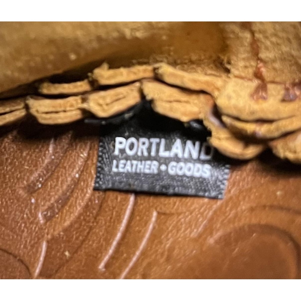 Portland Leather Goods Crossbody Bag Womens Small Brown Floral Tooled Round - Picture 11 of 13